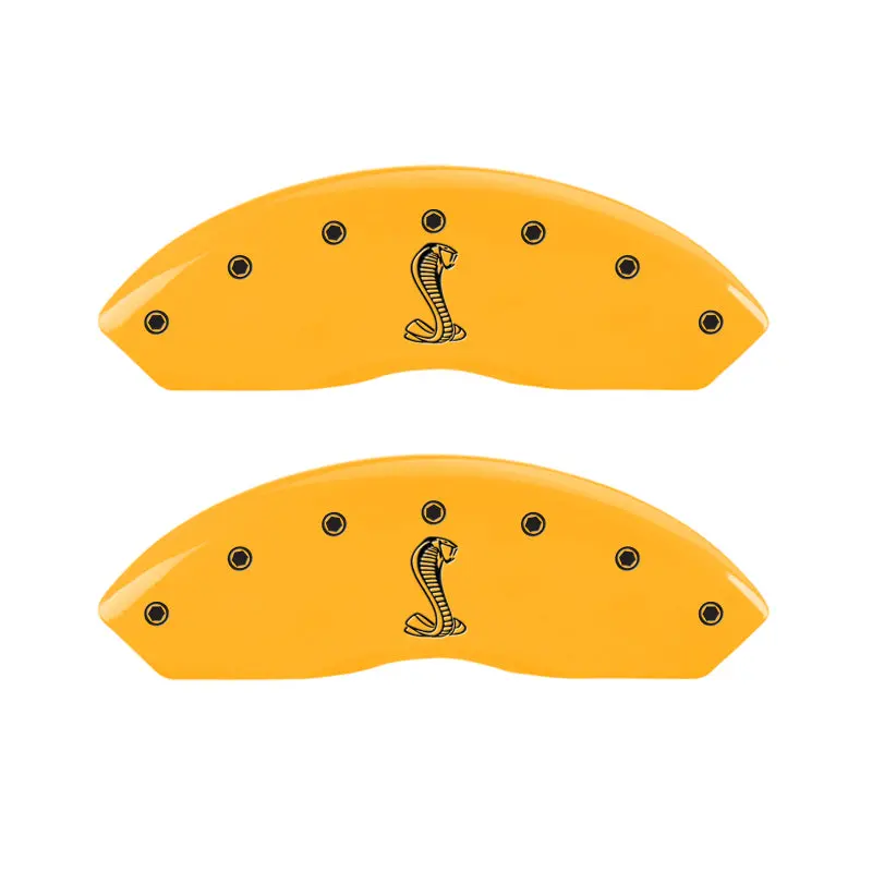 Mgp Engraved 4-Piston Caliper Covers For 2004 Ford Mustang – Tiffany Snake Yellow Finish With Black Charcoal Accents 1