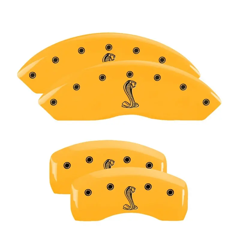 Mgp Engraved 4-Piston Caliper Covers For 2004 Ford Mustang – Tiffany Snake Yellow Finish With Black Charcoal Accents 2