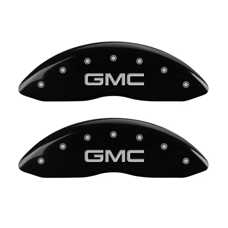 Mgp Engraved 4-Piston Caliper Covers – Front And Rear, Black Finish With Silver Accent, For Gmc Vehicles 2