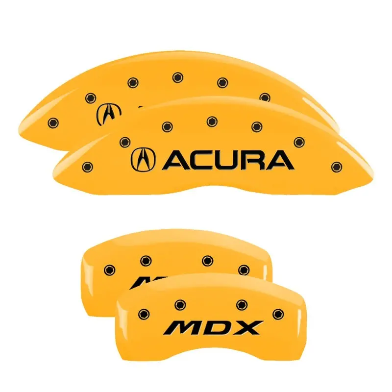 Mgp Engraved 4-Piston Caliper Covers – Front And Rear, Yellow Finish With Black Chrome Accents For Acura 2