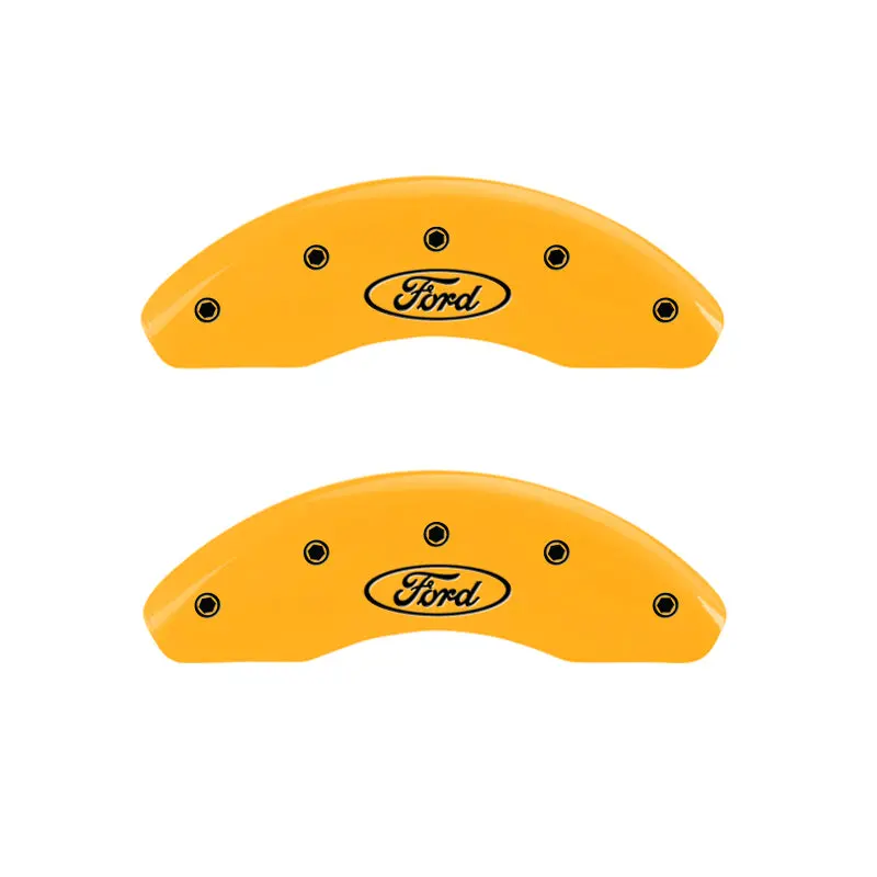 Mgp Engraved 4-Piston Caliper Covers With Oval Logo And Ford Yellow Finish 2