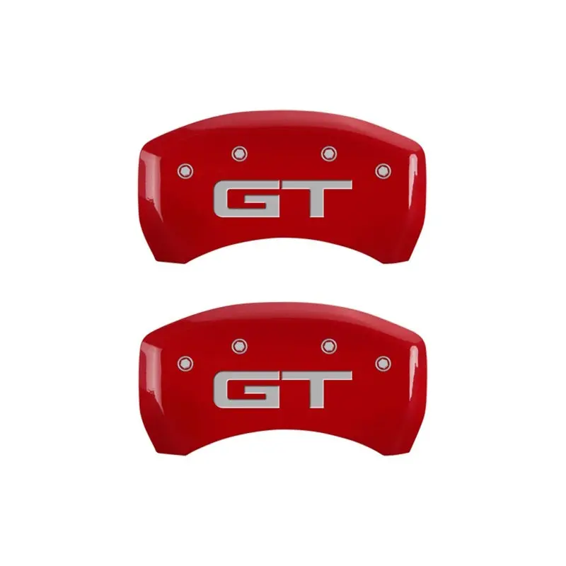 Mgp Engraved Rear Caliper Covers – Red Finish With Silver Chrome Accent (2015+ Ford Mustang Gt) 1