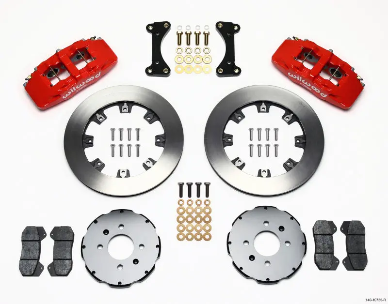 Wilwood Dynapro 6-Piston Front Brake Hat Kit – 12.19-Inch Red Caliper For 1994–2001 Honda/Acura With 262Mm Rotors 1